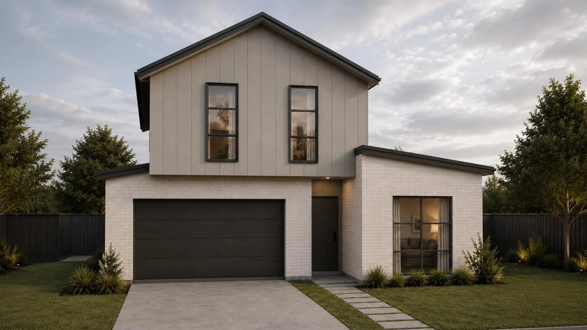 Street view of a five-bedroom G.J. Gardner home at Rua Hills, with double garage and landscaped entry